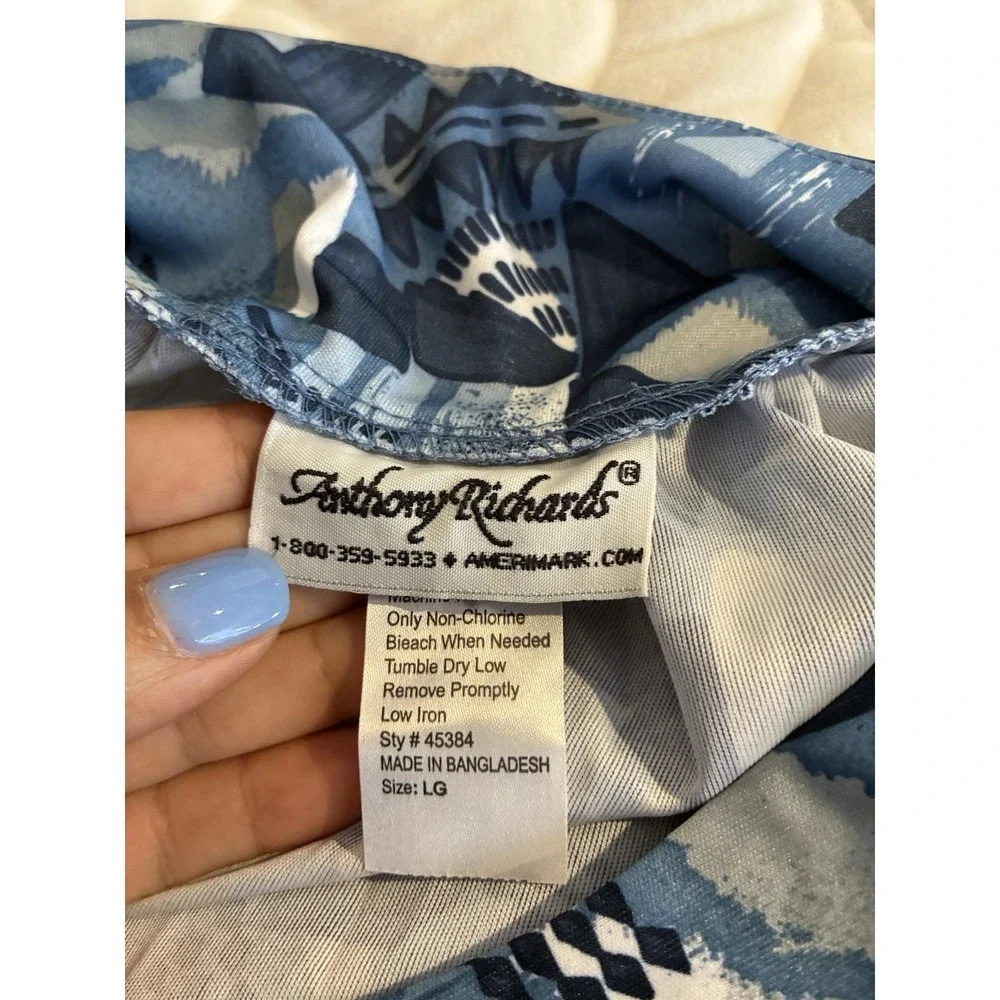 Anthony Richards Muumuu Dress L Blue Abstract Geometric Grannycore House Dress